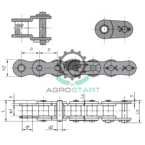 20A-1 lanac (ANSI 100-1) - JEDNOREDNI VALJKASTI LANAC DIN 8188 U SKLADU SA AMERIČKIM ANSI B 29.1 – ISO 606 STANDARDOM (A TIP)